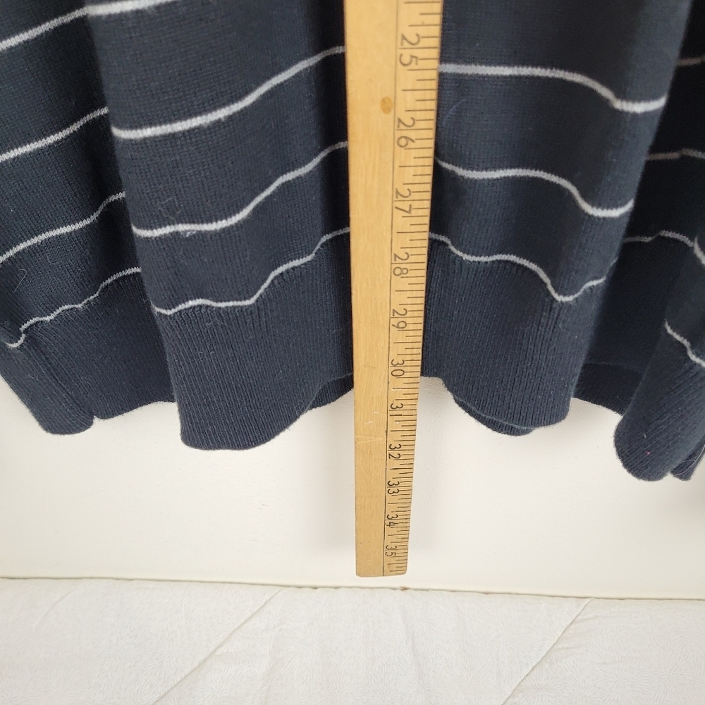 Old Navy Black White Striped Mens V-Neck Cotton Sweater nautical preppy cozy XL - Picture 5 of 10